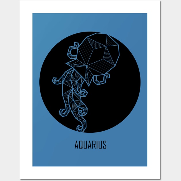 Aquarius - Geometric Astrology Wall Art by alcateiaart